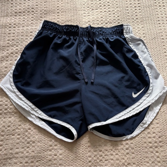 Nike Pants - Nike Women's Dri FIT Tempo Blue & White Running Shorts - small